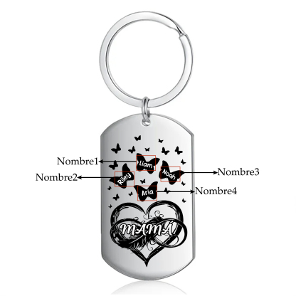 A mi mamá-Llavero 2-6 Nombres Personalizados CORAZÓN Y MARIPOSAS-Jessemade ES