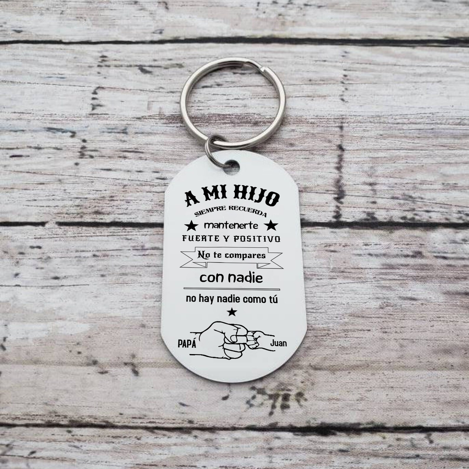 A mi hijo-Llavero de placa "no hay nadie como tú" de papá personalizado con 1 nombre-Jessemade ES