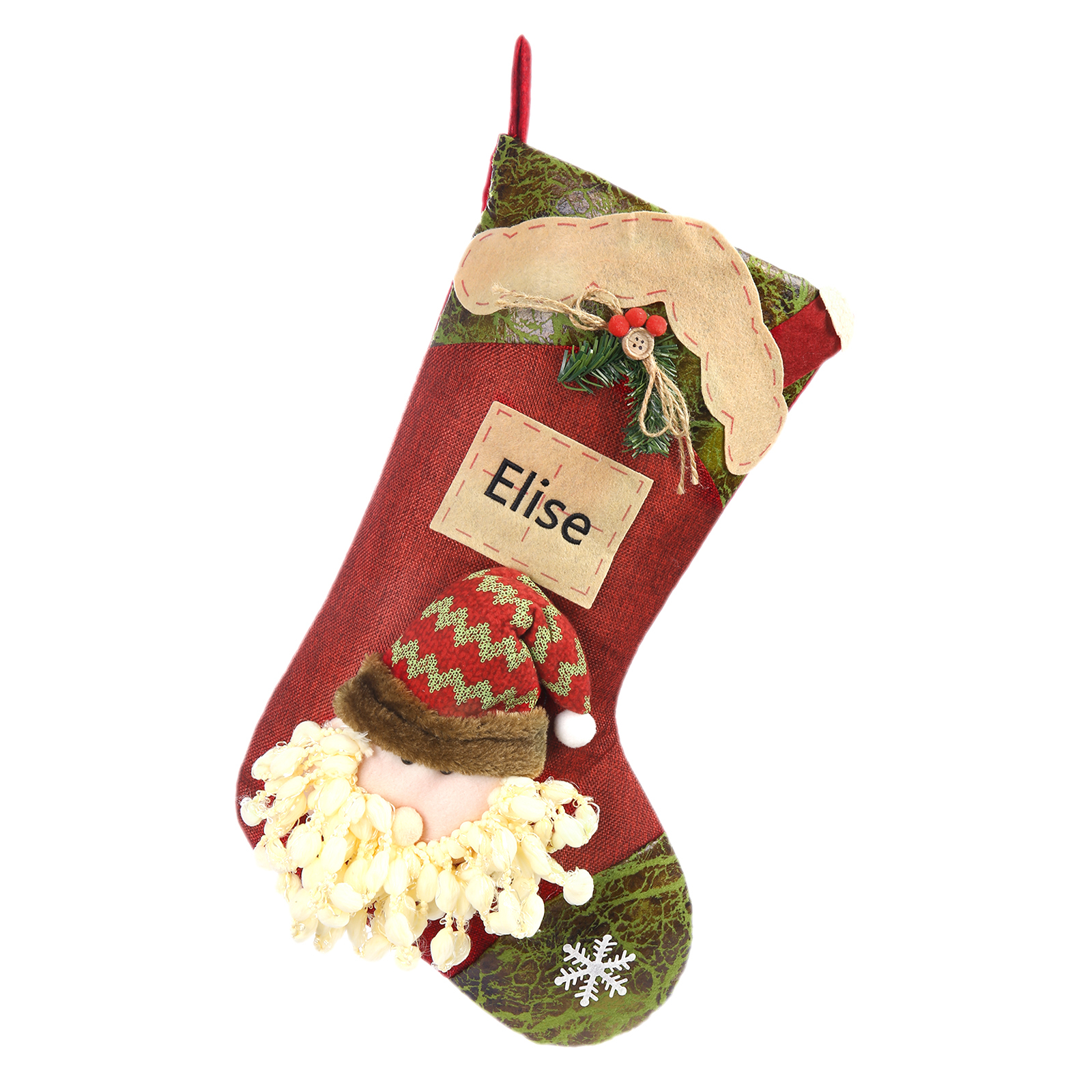 Adornos de medias navideñas con muñeco Bolsa de regalo 1 Nombre personalizado-Jessemade ES