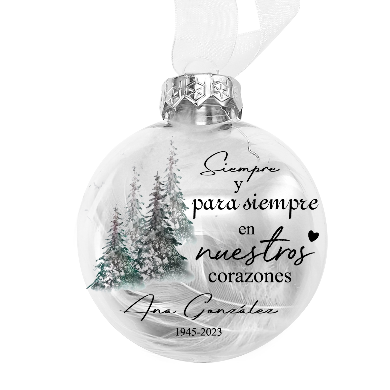 Bola navideña conmemorativa Adorno de Navidad 2 textos personalizados con pluma -Jessemade ES