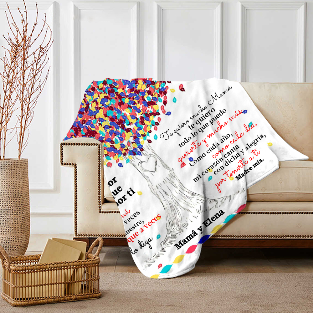 A mi mamá-Manta de buen calidad con frase amoroso y personalizada con 1 texto-Jessemade ES