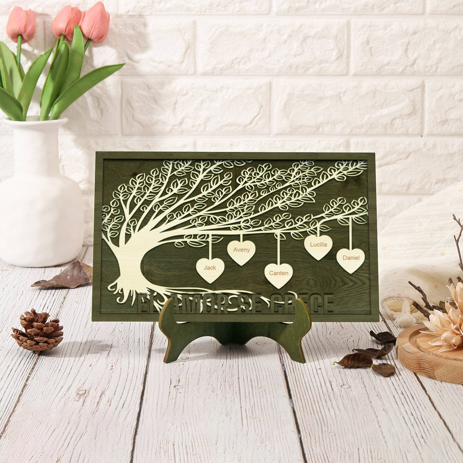 A mi mamá/abuela-Adorno 2-8 nombres personalizados decoración de madera árbol de la vida-Jessemade ES