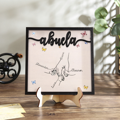 A mi abuela-Adorno 2-7 nombres personalizados decoración de madera mano con manitos-Jessemade ES