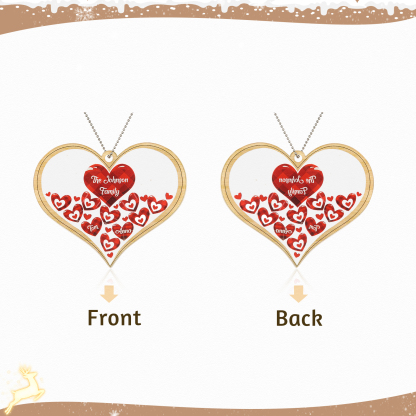 Navidad-Ornamento navideño de acrílico corazones con 2 nombres y 1 texto personalizados