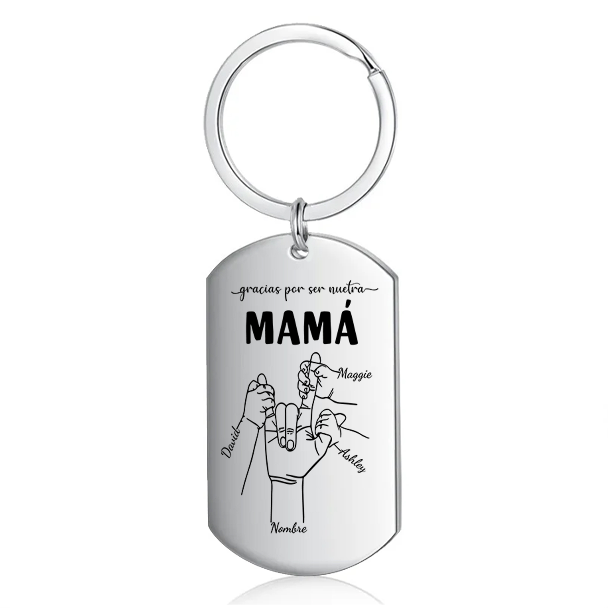 A mi mamá-Llavero 2-6 Nombres Personalizados "DEDOS COGIDOS"-Jessemade ES