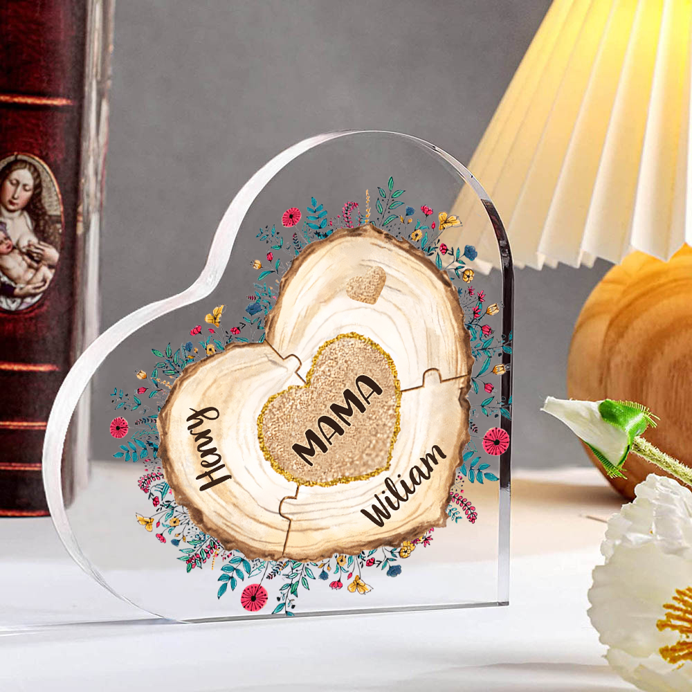 A mi mamá/abuela-Placa de acrílico "Corazones" en forma de corazón 3 nombres personalizados-Jessemade ES