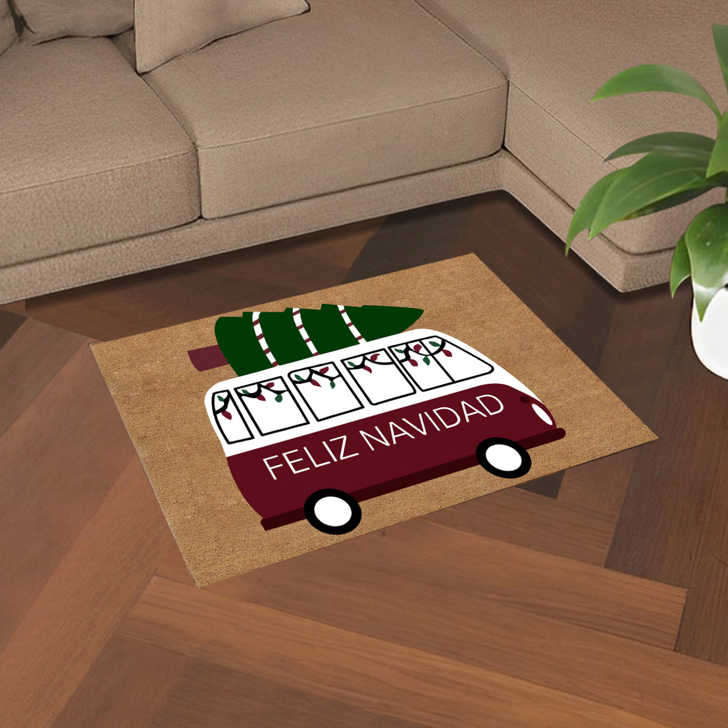 Navidad-felpudo/alfombra de entrada coche y árbol-Jessemade ES
