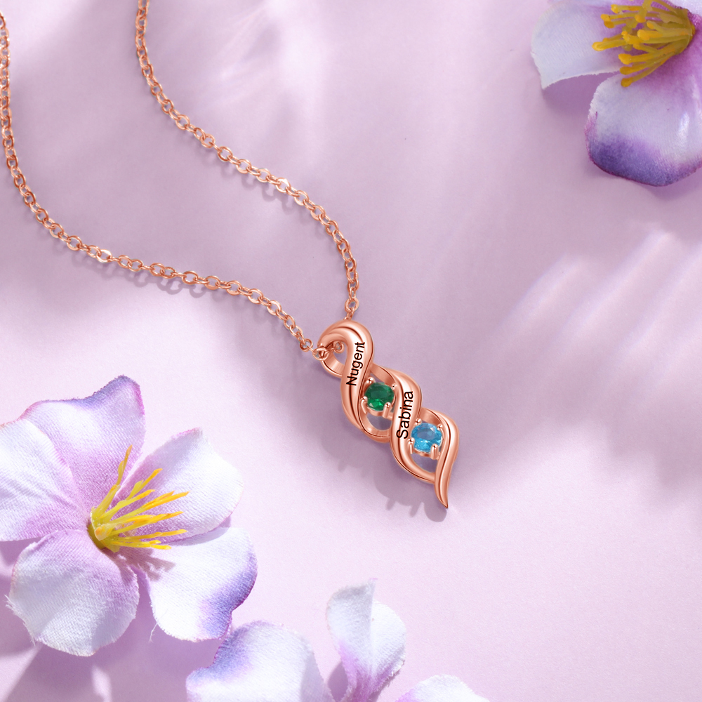 Collar de DNA 2-7 nombres y piedras personalizados-Jessemade ES