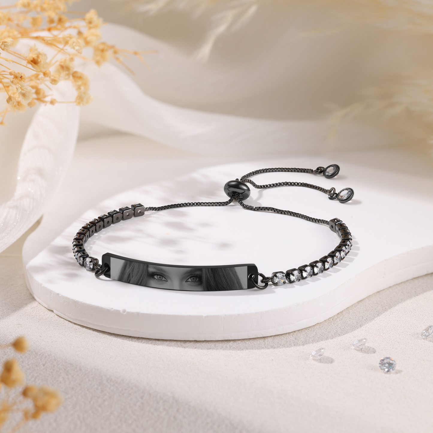 Pulsera de tenis ajustable y personalizada con foto para ella