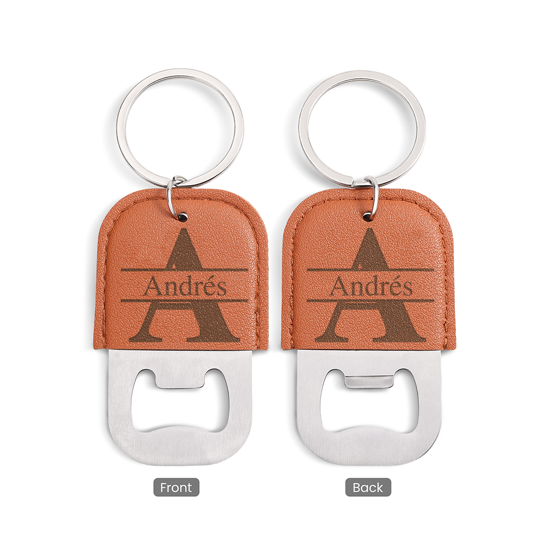 Llavero abrebotellas de cuero personalizado con 15 designs available para hombre