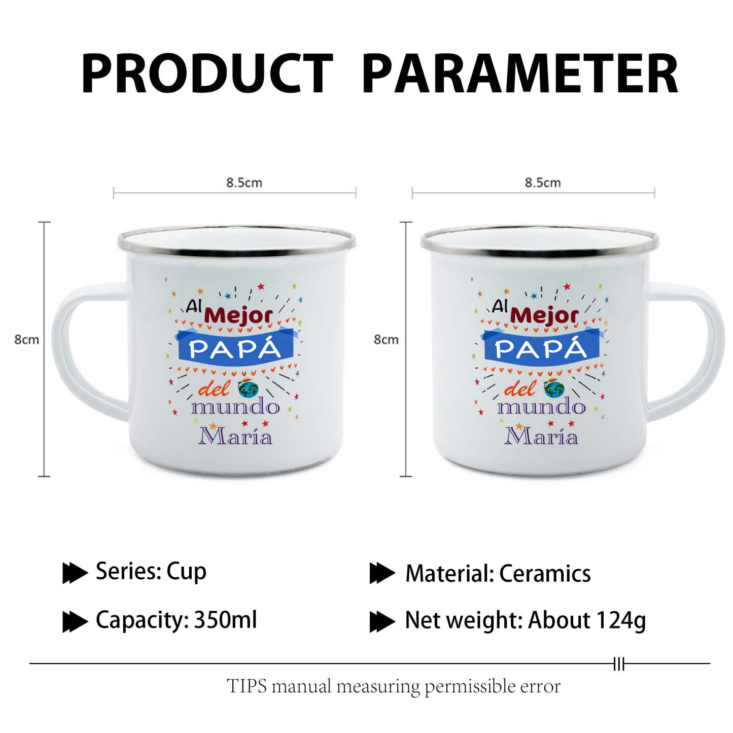 Taza para papá con 1 nombre personalizado-Jessemade ES