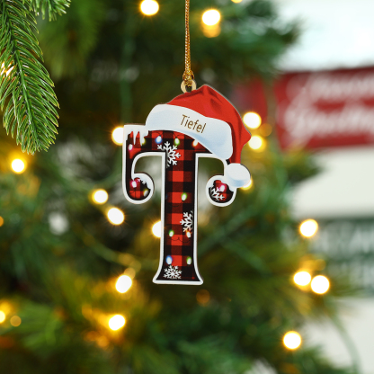Navidad-Ornamentos Navideños de Madera Letra 1 Nombre Personalizado