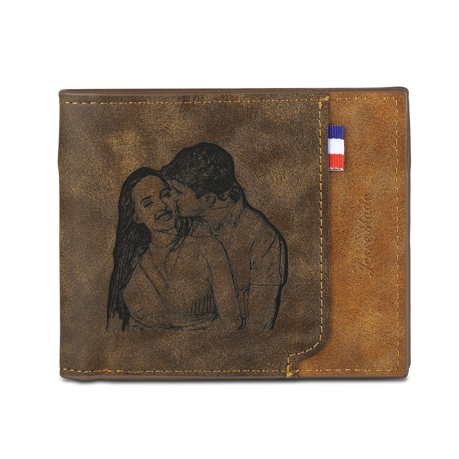 Cartera, billetera personalizada con 1 foto, 1 nombre y 1 letra monedero para hombre-Jessemade ES