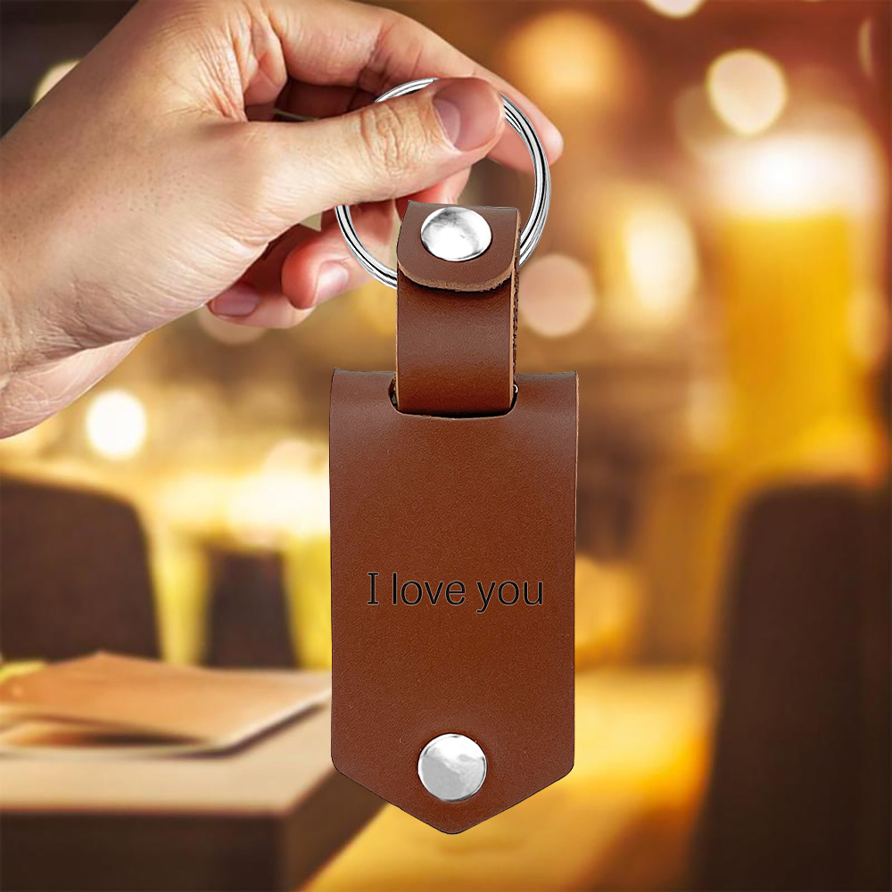 Llavero para pareja de cuero personalizado con texto y foto-Jessemade ES