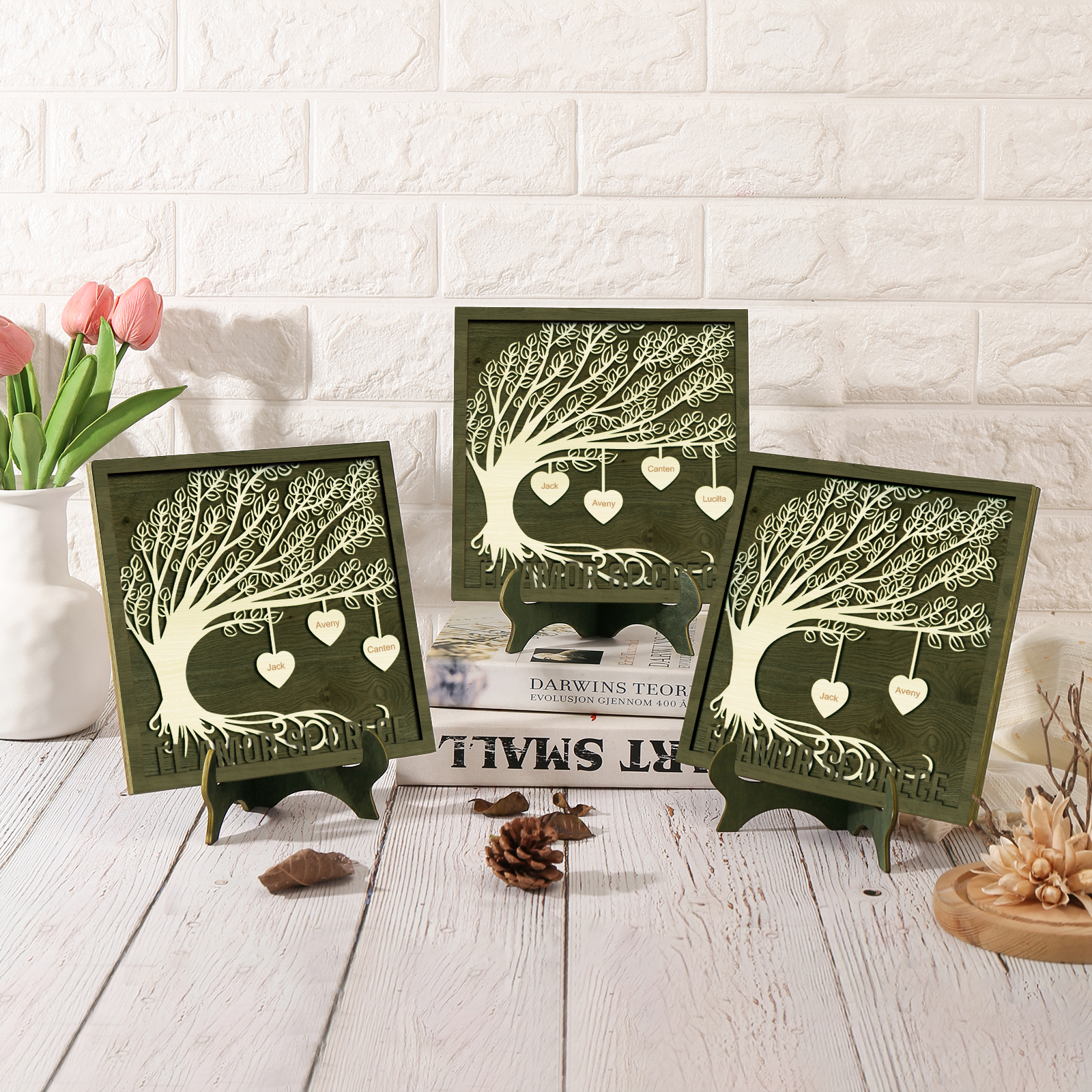 A mi mamá/abuela-Adorno 2-8 nombres personalizados decoración de madera árbol de la vida-Jessemade ES