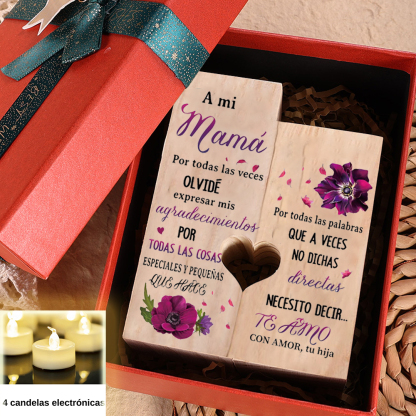 A mi preciosa mamá(hija)-Candelero de madera de dos piezas sin candela 