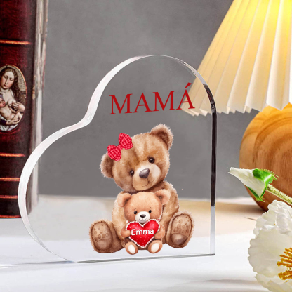 A mi mamá/abuela-Placa de acrílico "Nosotros" en forma de corazón 1 nombre y 1 texto personalizados-Jessemade ES