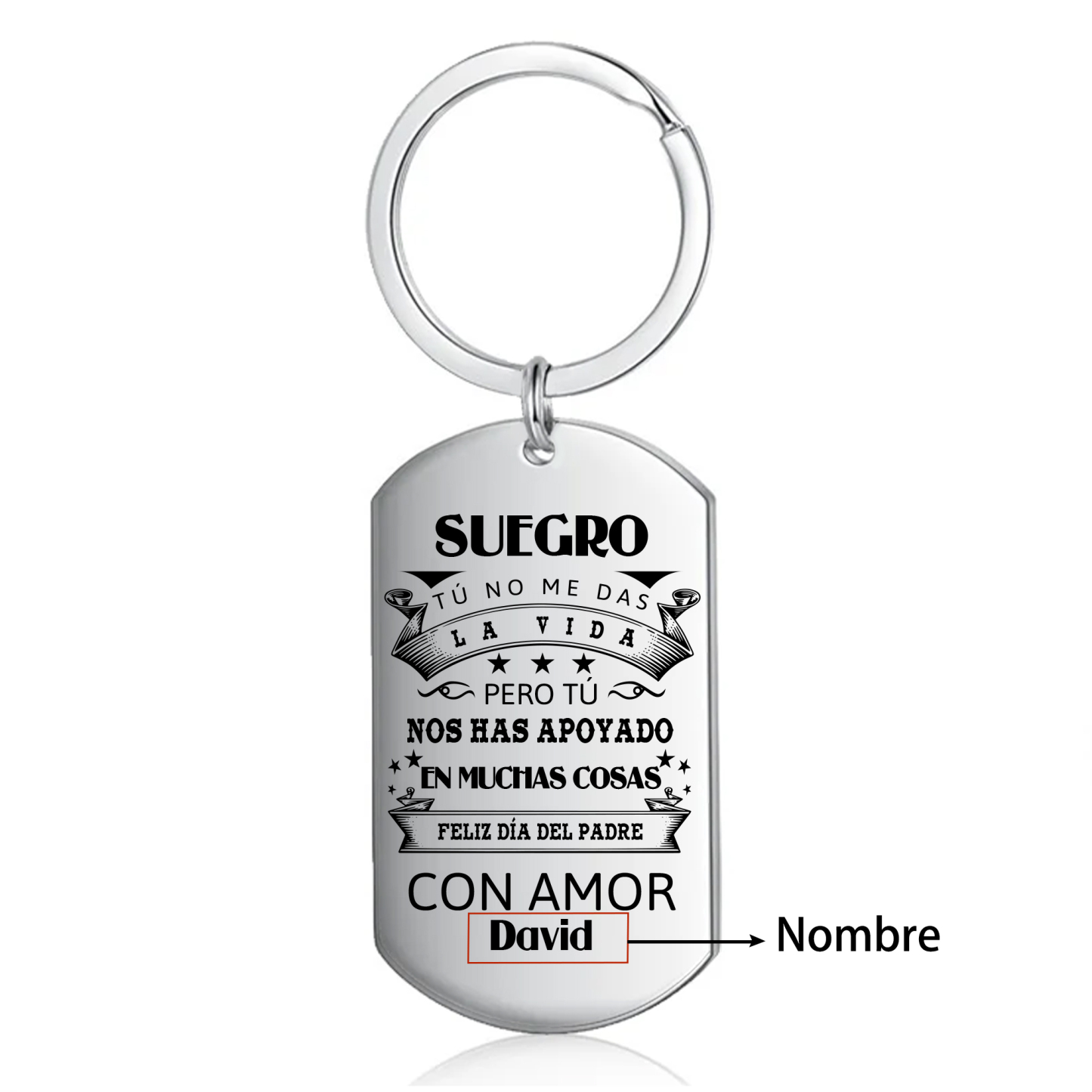 A mi suegro - Llavero con frase amoroso 1 nombre personalizado-Jessemade ES