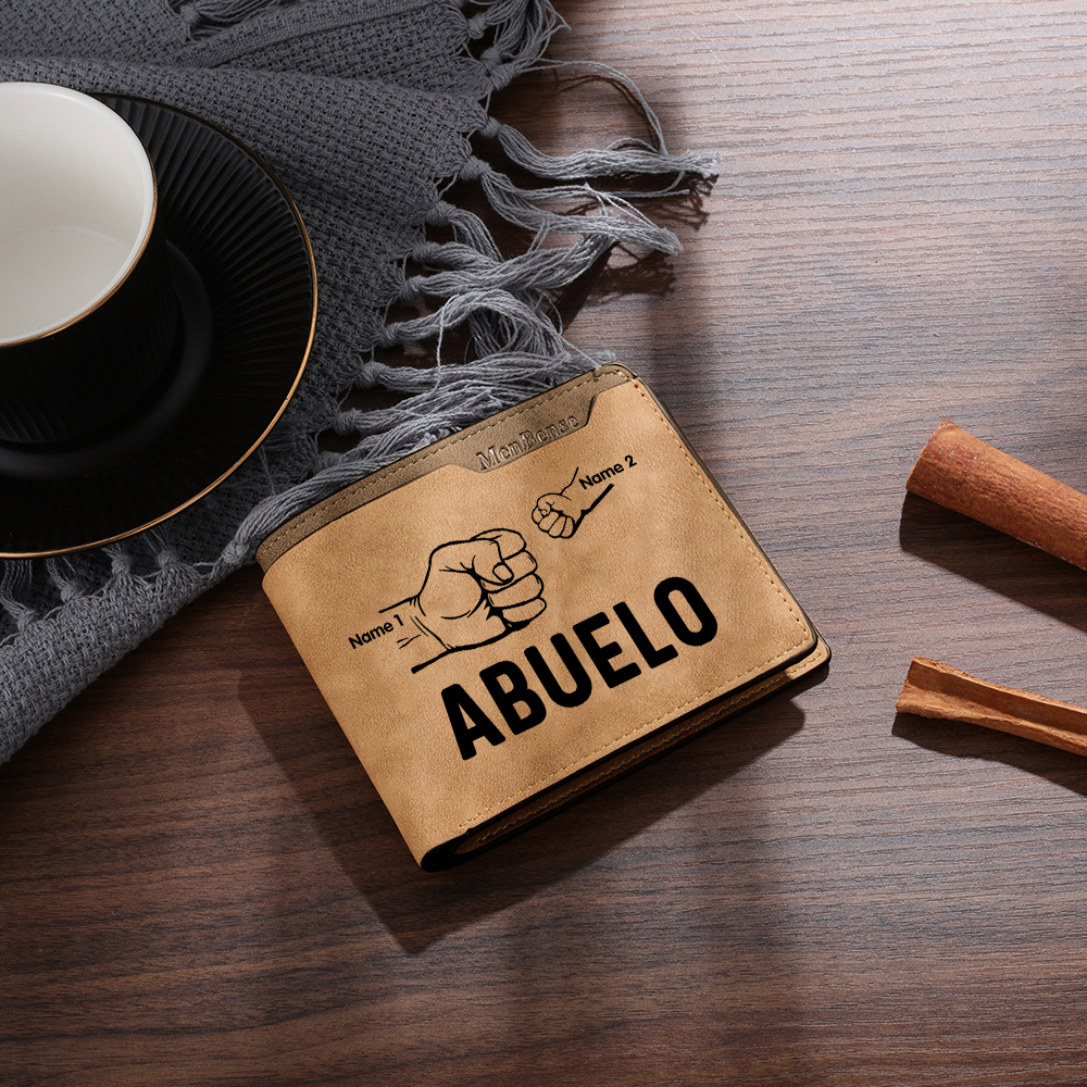 A mi abuelo-Cartera 2-5 nombres personalizados billetera clásica puño con puño -Jessemade ES