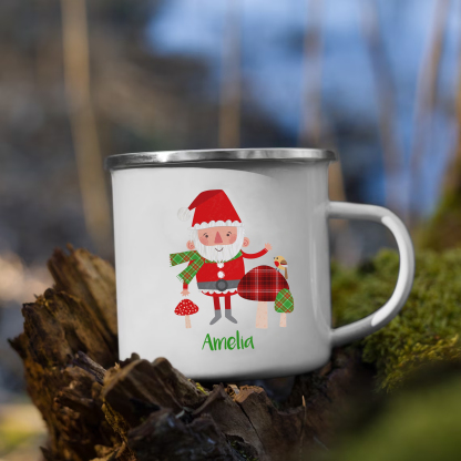 Navidad-Taza Papá Noel para niños con 1 nombre personalizado