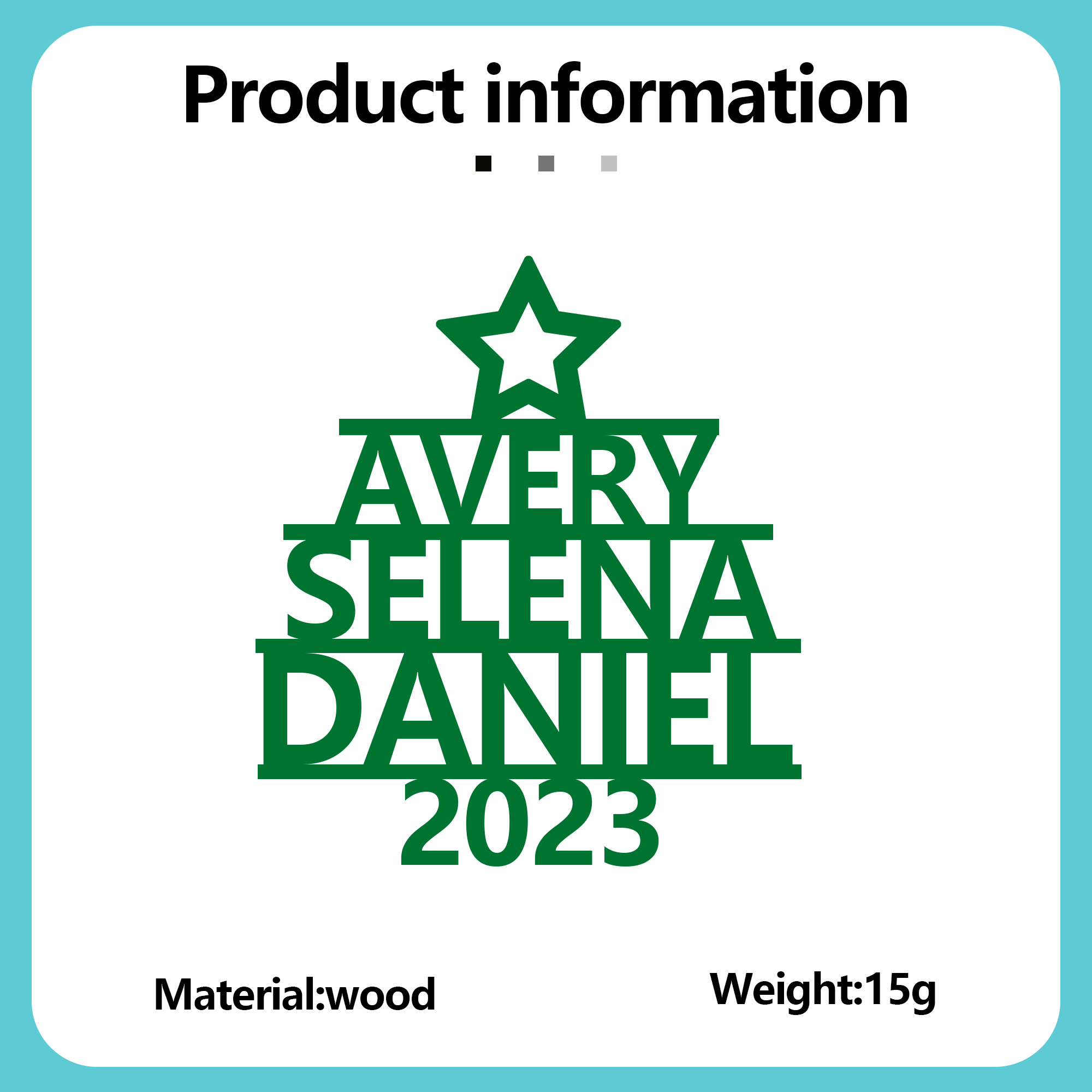 Navidad-Ornamento navideño de madera árbol de nombres con 3 nombres y año personalizados