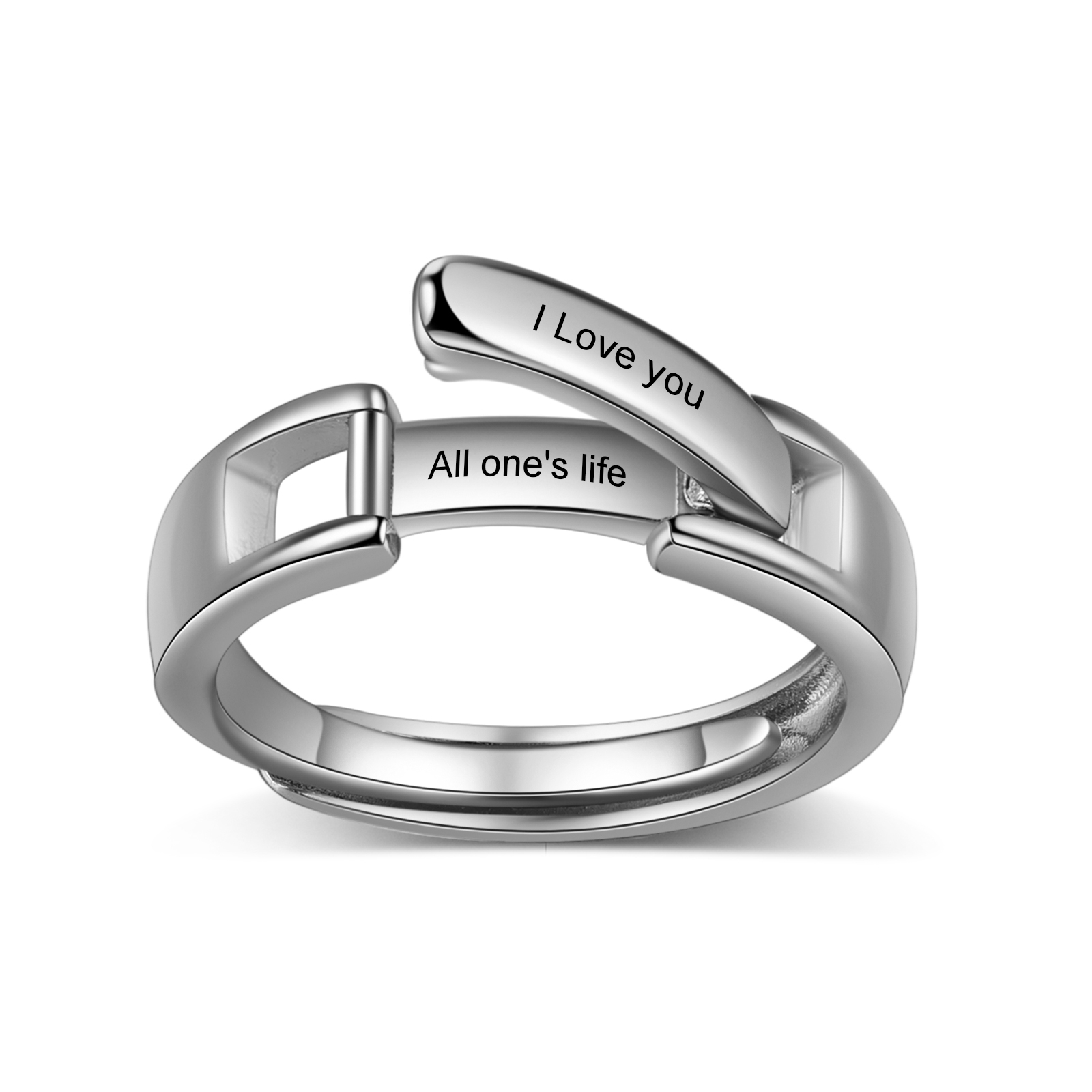 Anillos de Pareja Ajustables con 2 Textos Personalizados Alianza