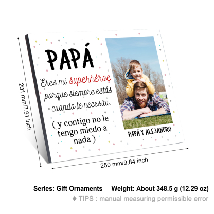 A mi papá - Lámina marco de madera 1 nombre personalizado con 1 foto-Jessemade ES