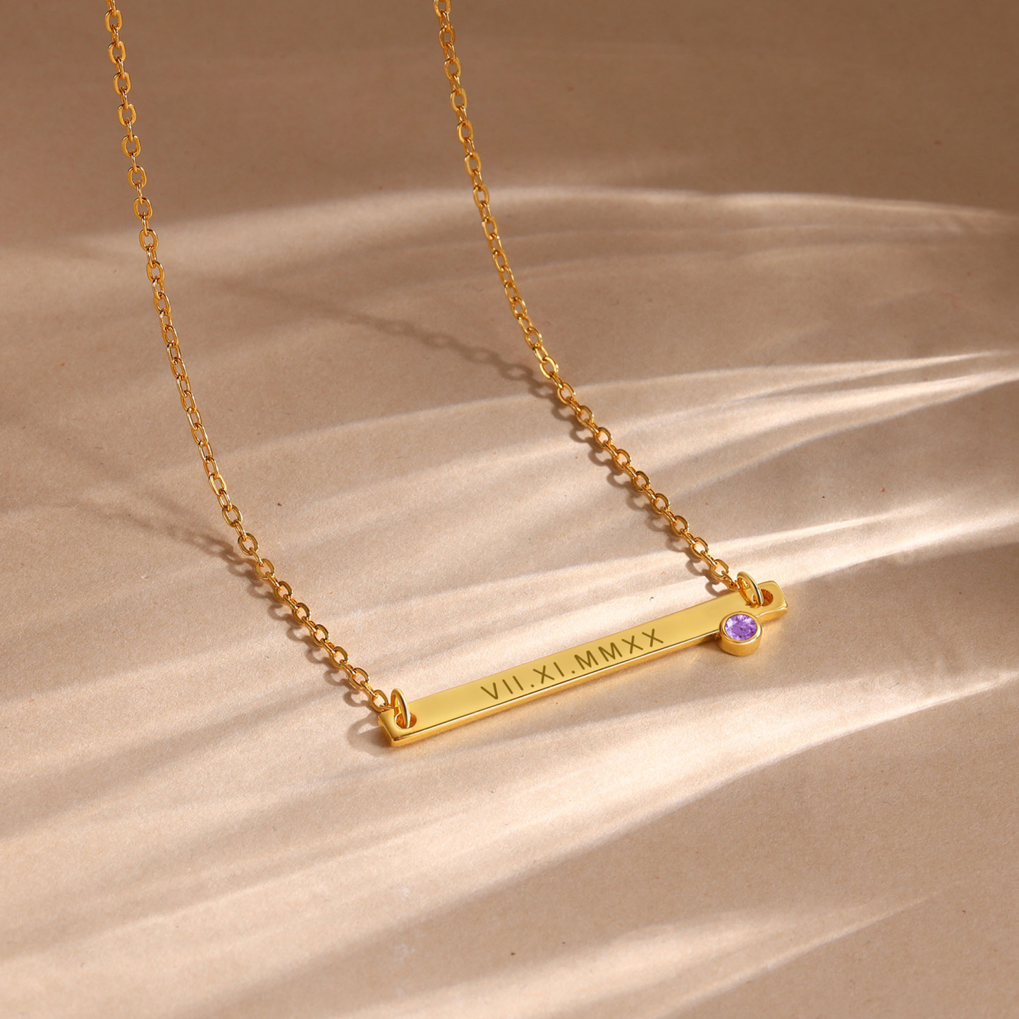 Collar con colgante de placa con 1-4 piedras de nacimiento personalizadas con texto-Jessemade ES