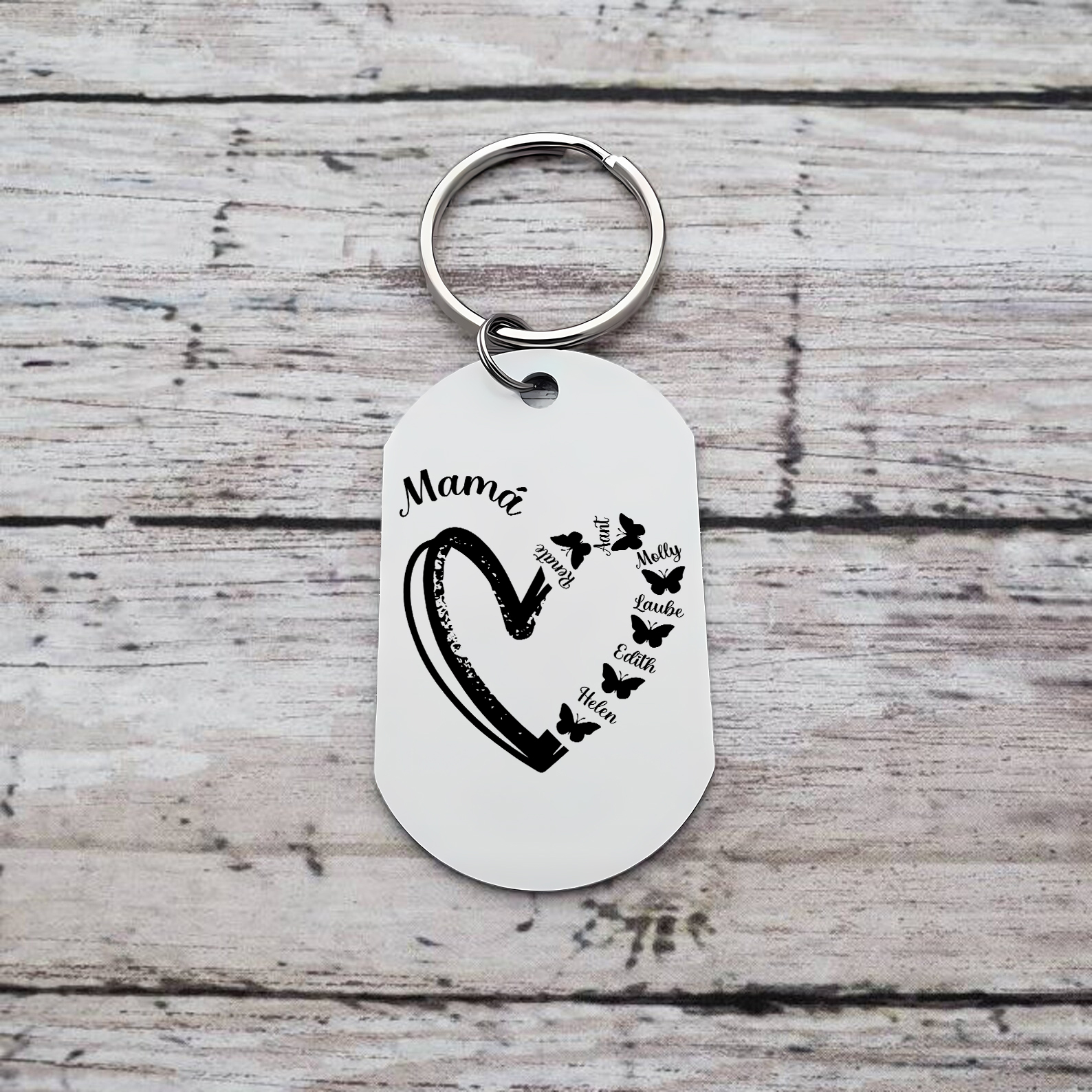 A mi mamá-Llavero 1-6 Nombres Personalizados CORAZÓN Y MARIPOSAS-Jessemade ES