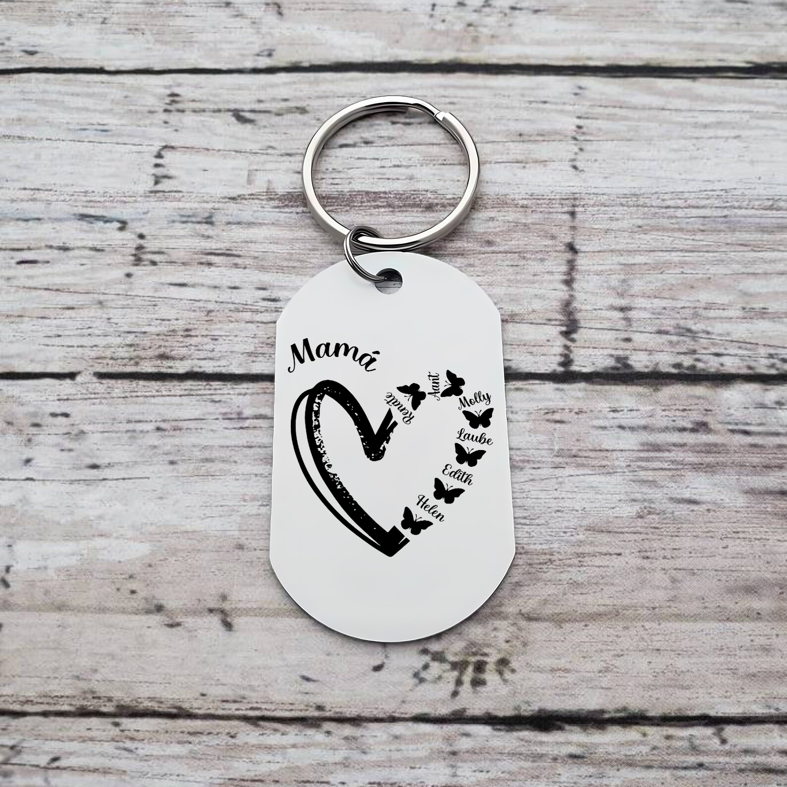 A mi mamá-Llavero 1-6 Nombres Personalizados CORAZÓN Y MARIPOSAS-Jessemade ES