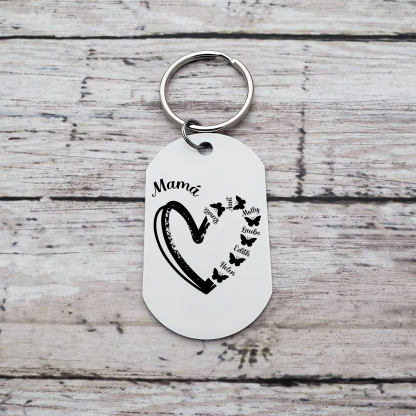 A mi mamá-Llavero 1-6 Nombres Personalizados CORAZÓN Y MARIPOSAS-Jessemade ES