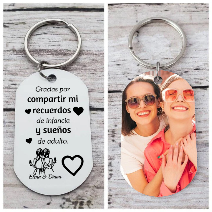 A mi amiga/hermana - Llavero con 2 nombres personalizados con foto-Jessemade ES