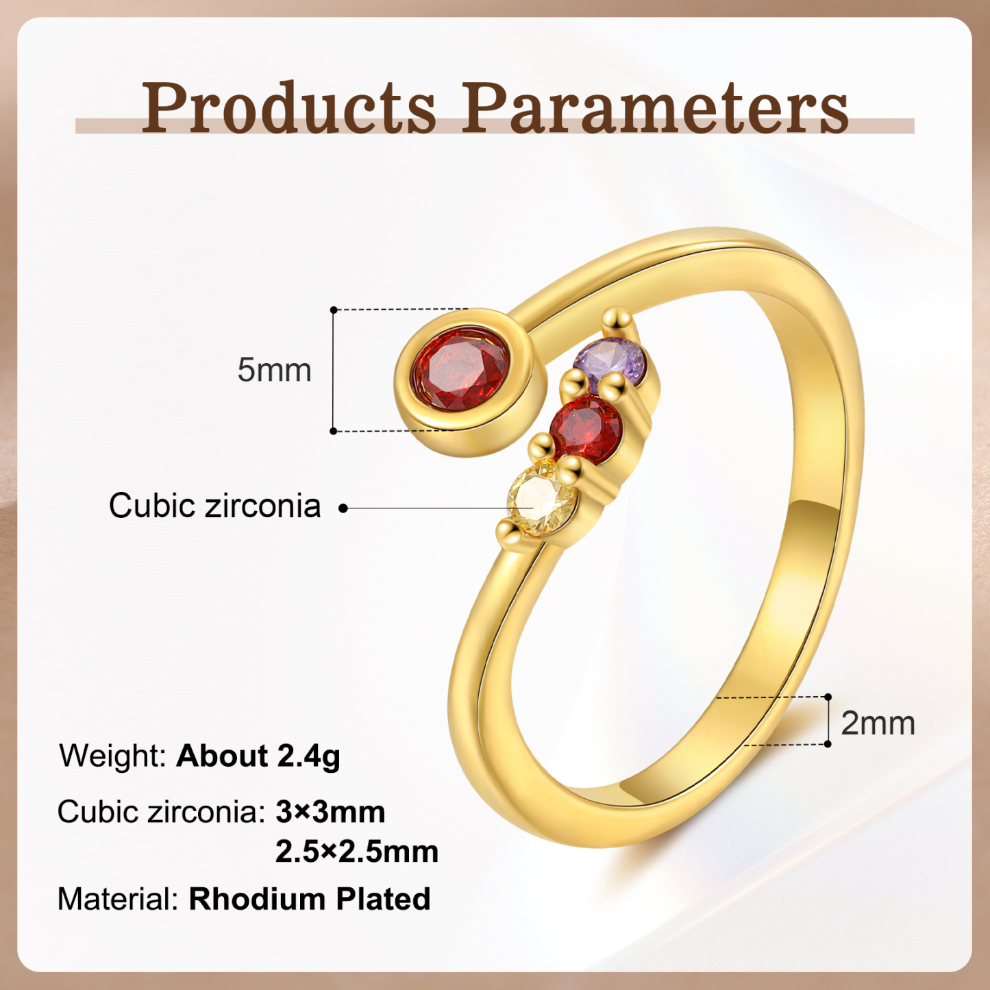 Anillo personalizado con 2-5 piedras de nacimiento anillo ajustable-Jessemade ES