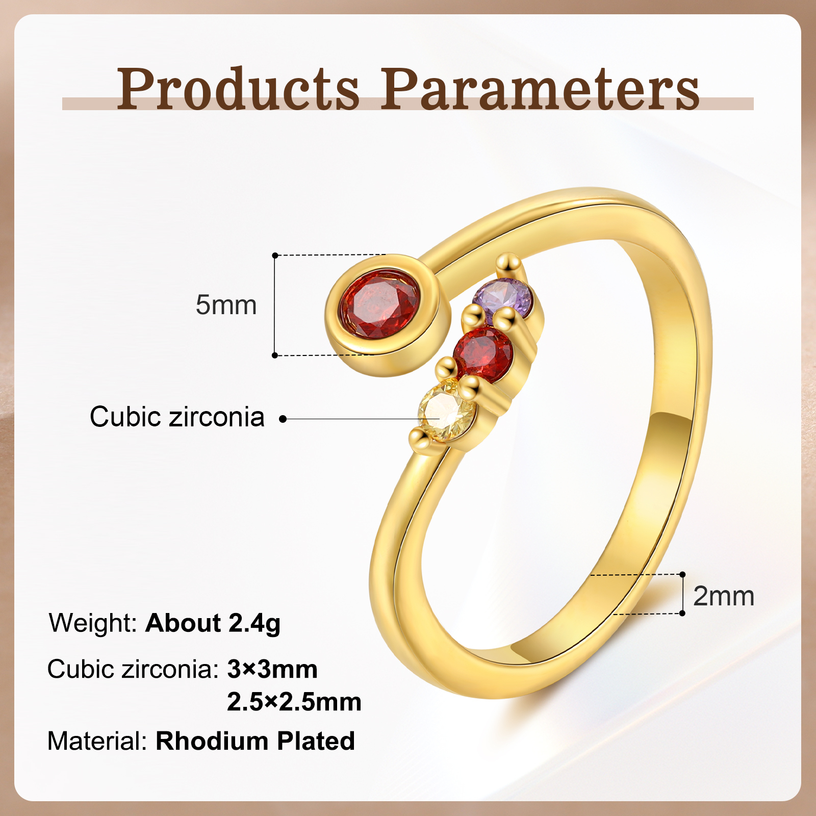 Anillo personalizado con 2-5 piedras de nacimiento anillo ajustable-Jessemade ES