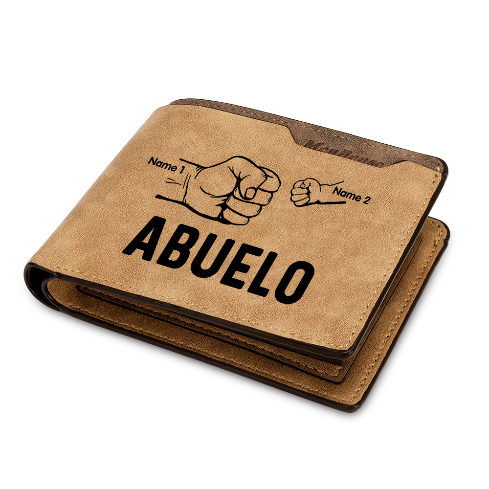 A mi abuelo-Cartera 2-5 nombres personalizados billetera clásica puño con puño -Jessemade ES