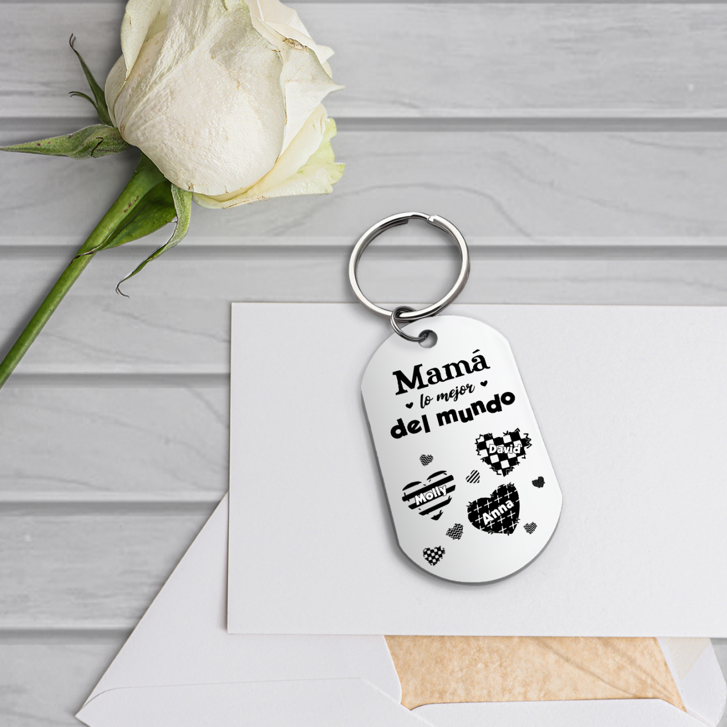 A mi mamá-Llavero 1-6 Nombres Personalizados CORAZONES-Jessemade ES