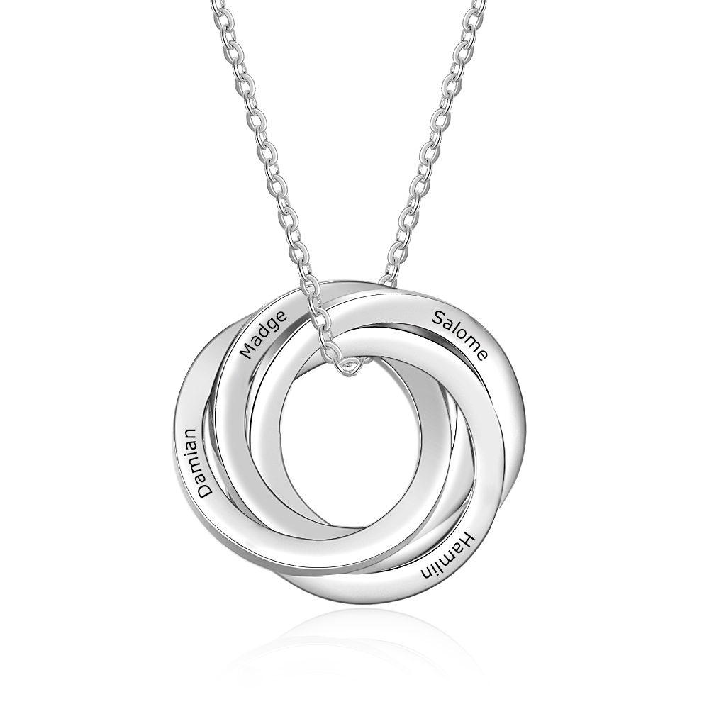 Collar de aros rusos personalizado con 4 nombres-Jessemade ES