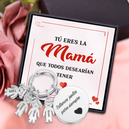 A mi mamá-Llavero Personalizado con 4 Nombres en 4 Niños y 1 Texto-Jessemade ES