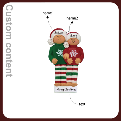 Navidad-Ornamento muñecos navideño de madera 2 nombres y 1 texto personalizados adorno del árbol