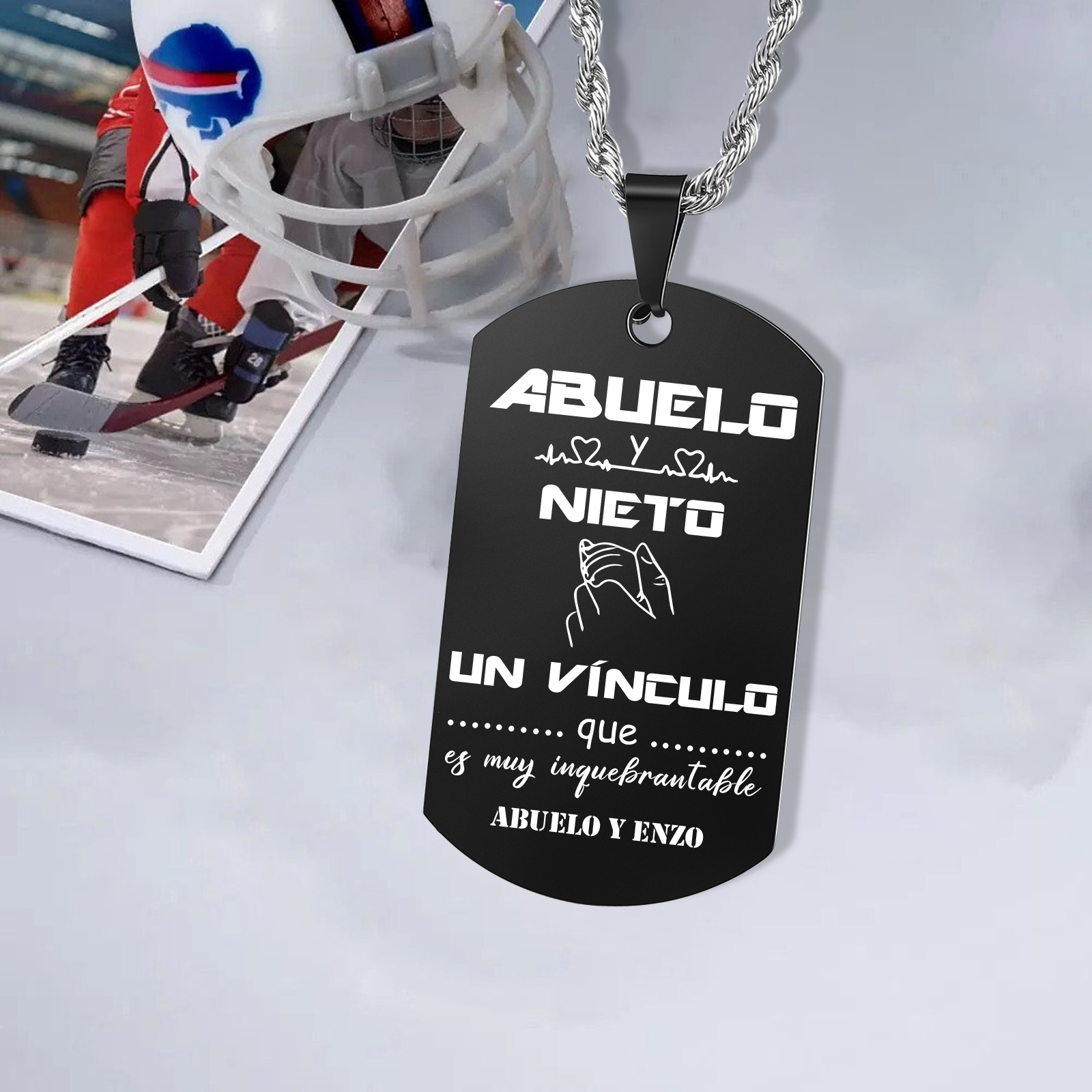 A MI ABUELO-Collar vínculo entre abuelo y nieto de placa personalizada con 1 texto-Jessemade ES