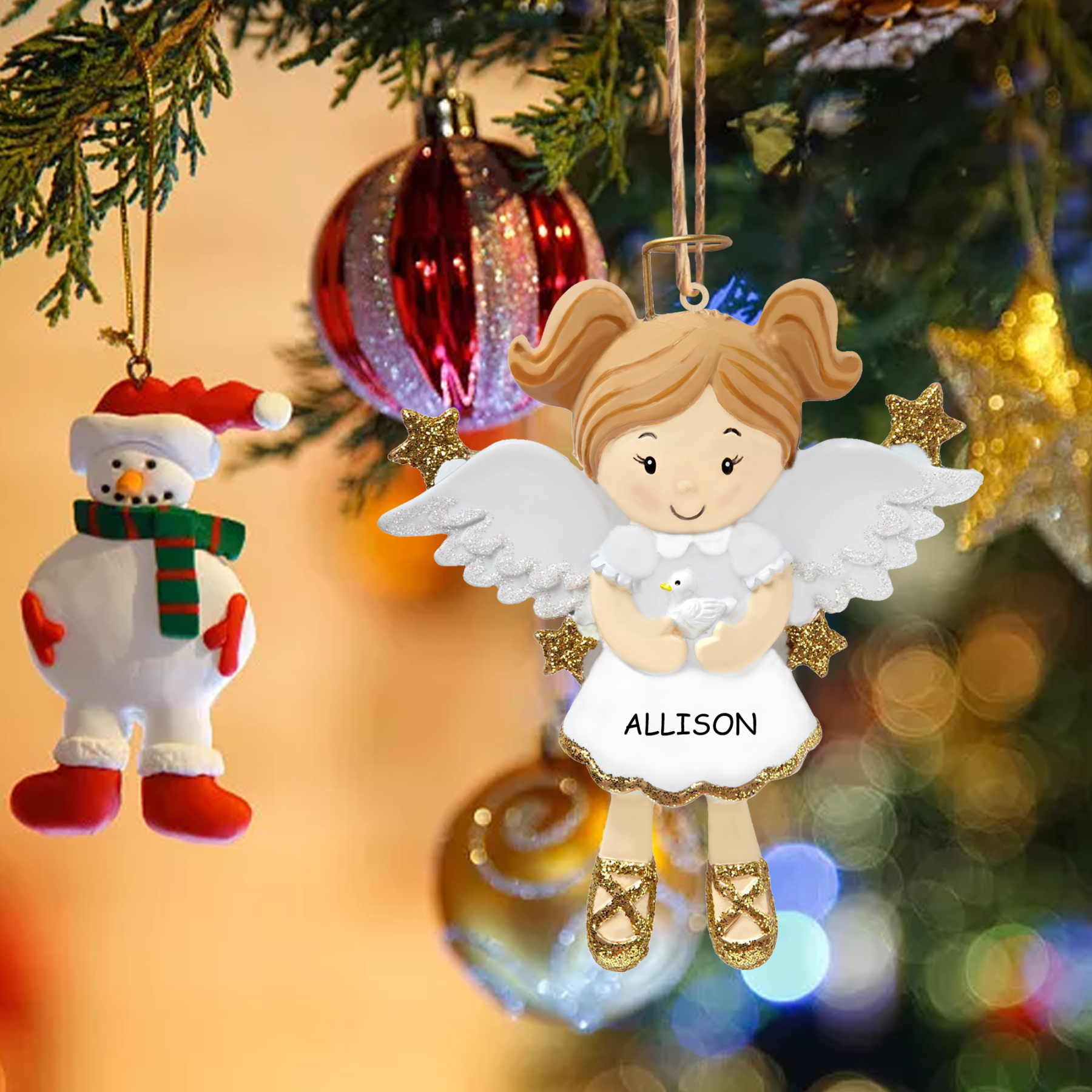 Navidad-Bebé Ornamento Navideño 1 nombre y año personalizados Mi Angelito