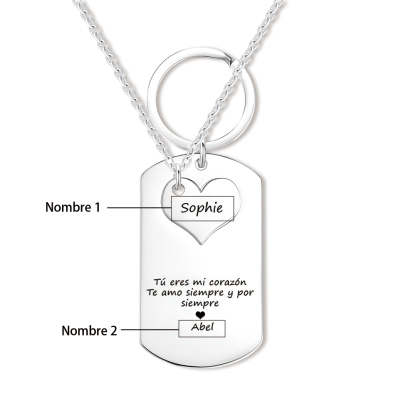 Collar y Llavero Combinación 2 nombres personalizadas para pareja-Jessemade ES