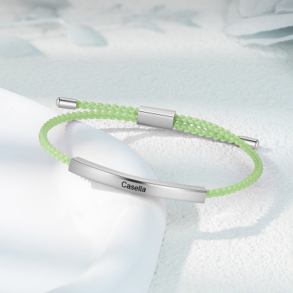 Pulsera de cuerda tejida a mano con nombre y texto personalizados seis colores placa plateada
