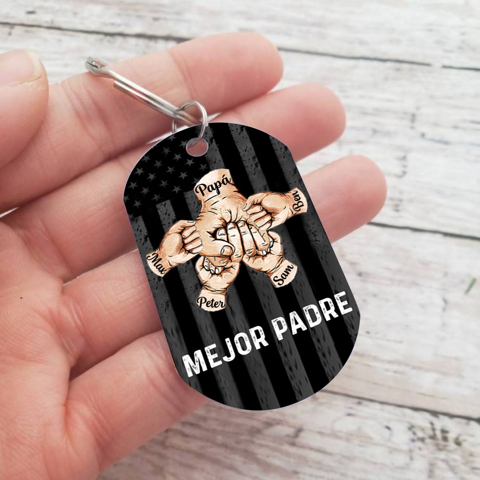 A mi papá-Llavero 1-7 Nombres Personalizados Puño con Puño-Jessemade ES