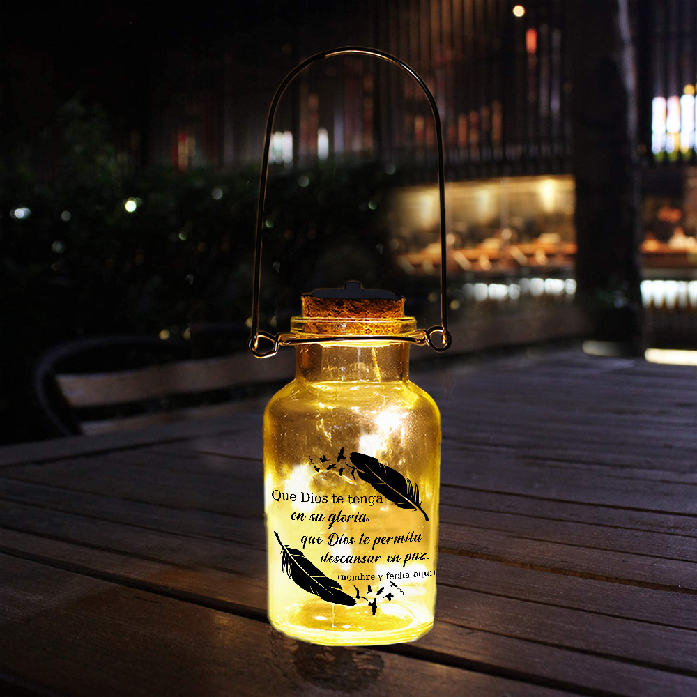 Botella de Lámpara Conmemorativa con texto personalizado con nombre y fecha a ser querido-Jessemade ES