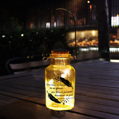 Botella de Lámpara Conmemorativa con texto personalizado con nombre y fecha a ser querido-Jessemade ES