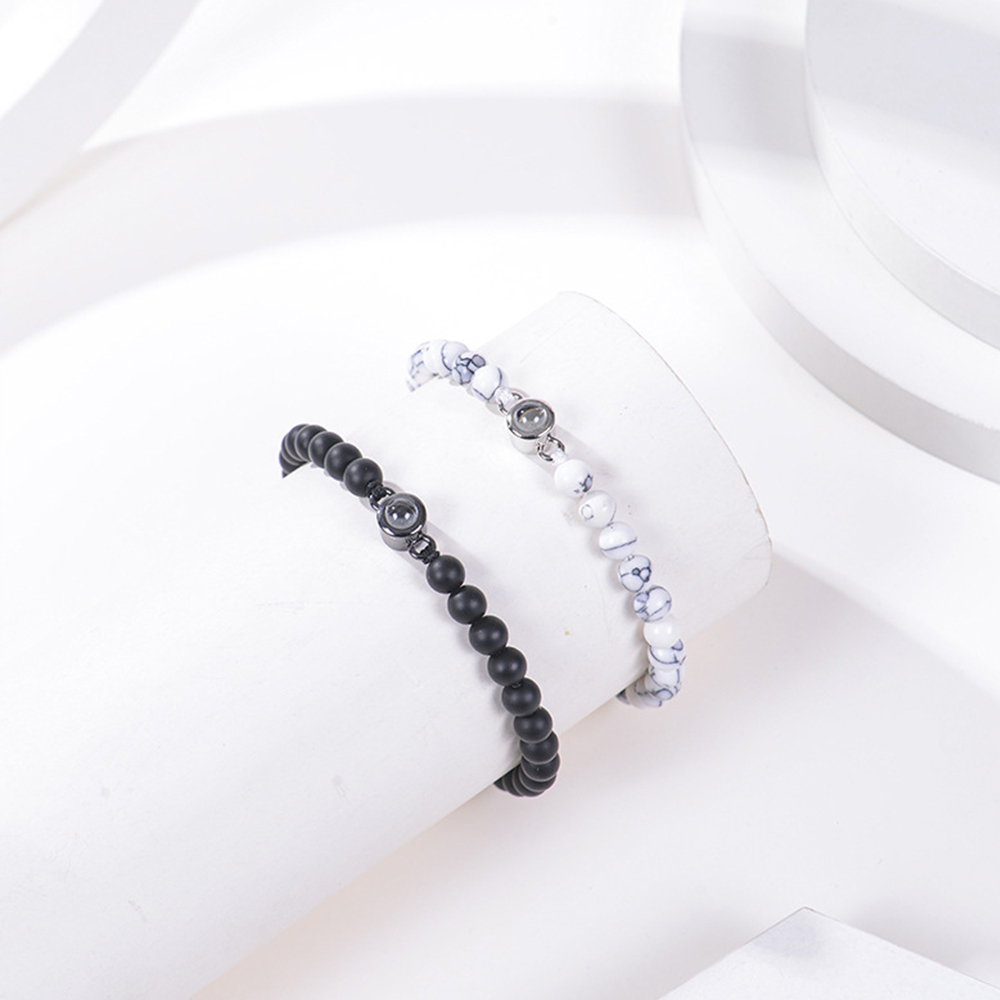 A mi papá-Pulsera de perlas con proyección de foto en color para hombre-Jessemade ES