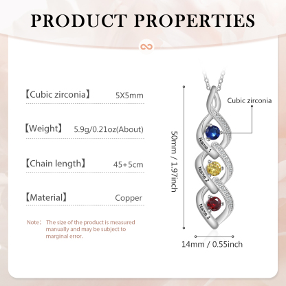 Collar DNA con 2-4 nombres personalizados y 2-4 piedras de nacimiento-Jessemade ES