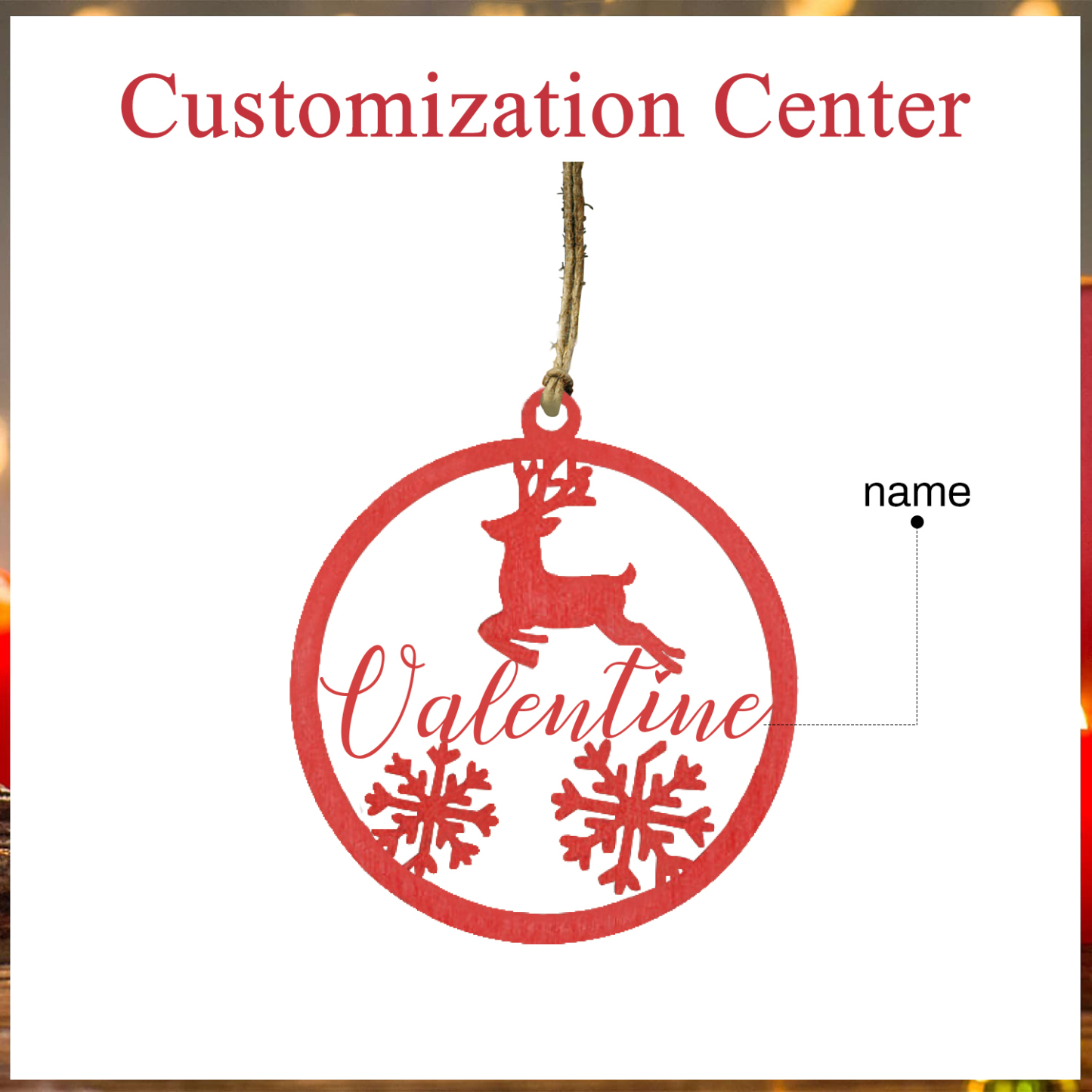 Navidad-Ornamento navideño con reno o cascabel con 1 nombre personalizado