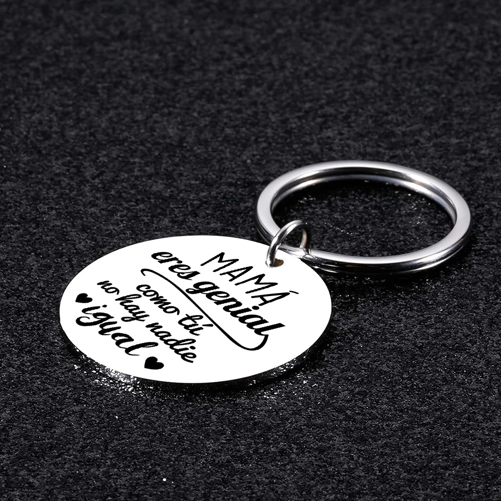 A mi mamá - Llavero de placa redonda "genial mamá" con 1 foto personalizada-Jessemade ES